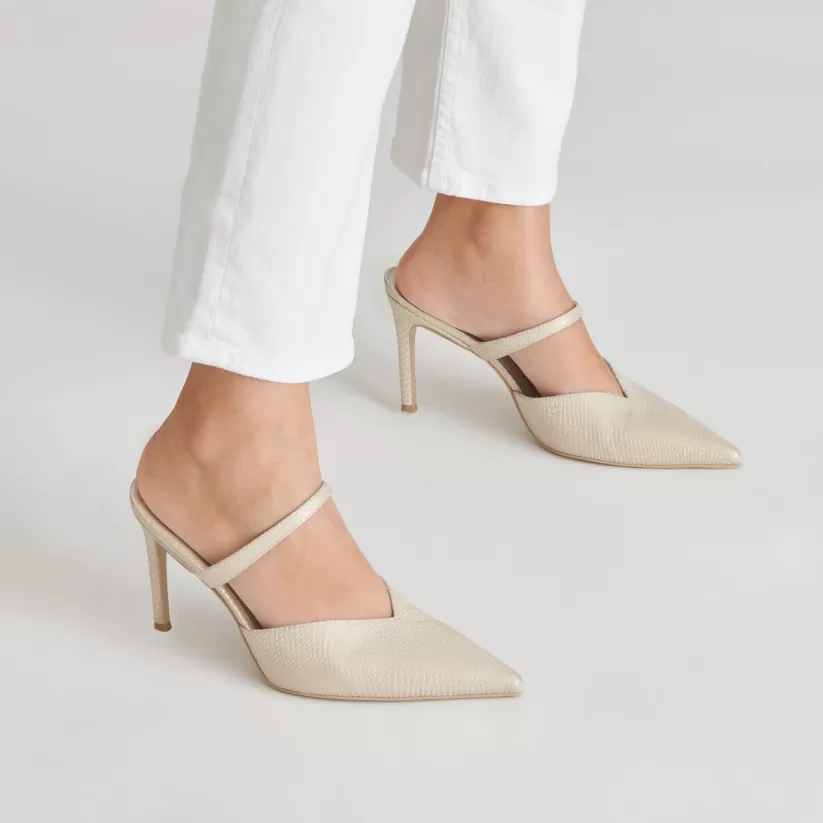 Mules & Clogs | Heels | Dolce Vita KANIKA HEELS CHAMPAGNE EMBOSSED LEATHER CHAMPAGNEEMBOSSEDLEATHER