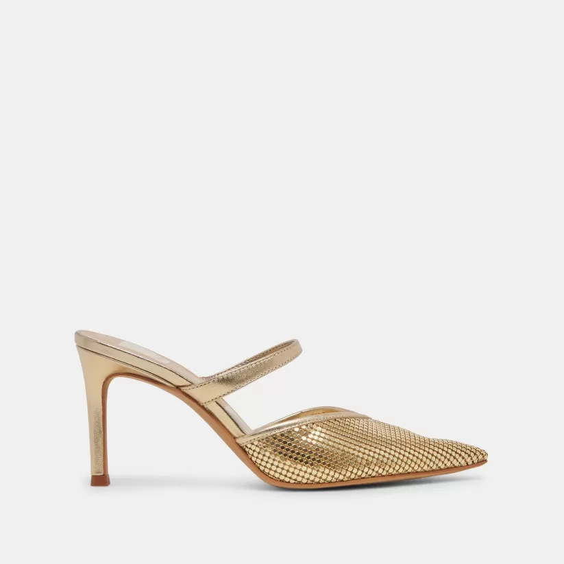 Make It Metallic | Mules & Clogs | Dolce Vita KANIKA MESH HEELS GOLD METALLIC MESH GOLDMETALLICMESH