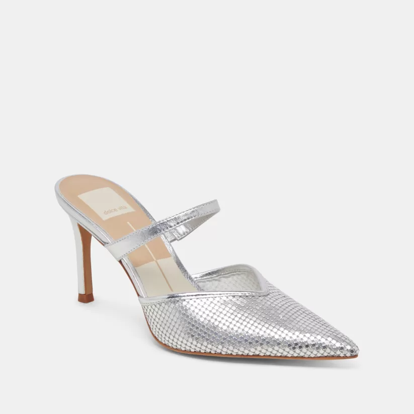 Make It Metallic | Mules & Clogs | Dolce Vita KANIKA MESH HEELS SILVER METALLIC MESH SILVERMETALLICMESH