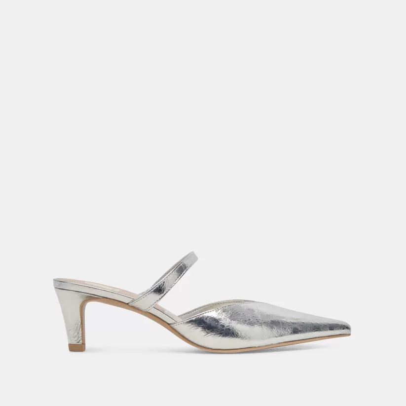 Make It Metallic | Mules & Clogs | Dolce Vita KANIKA MID HEELS SILVER DISTRESSED LEATHER SILVERDISTRESSEDLEATHER