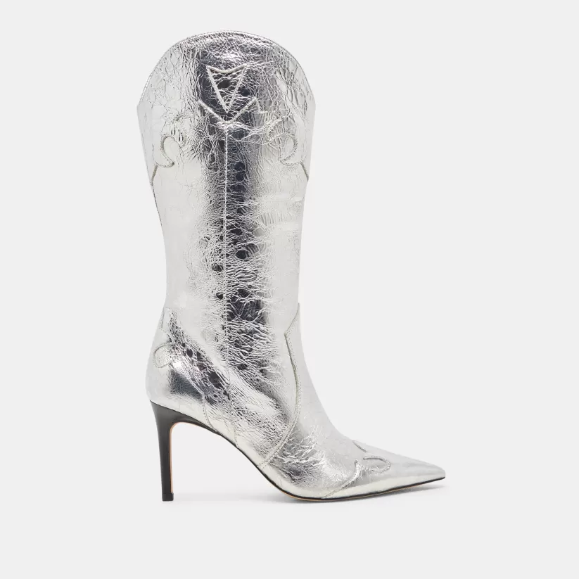 Make It Metallic | Western Inspired | Dolce Vita KASEDY BOOTS SILVER DISTRESSED LEATHER SILVERDISTRESSEDLEATHER