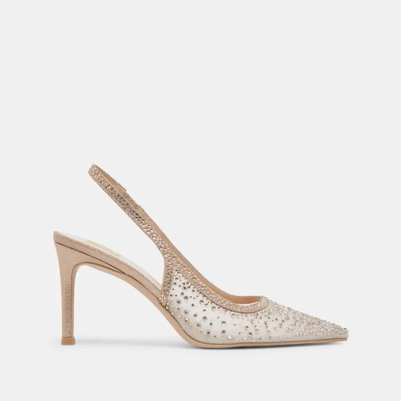 Make It Metallic | Heels | Dolce Vita KAYE CRYSTAL HEELS GOLD MESH GOLDMESH