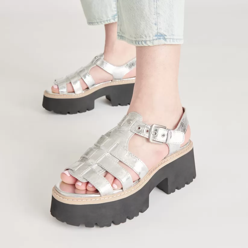 Sandals | Dolce Vita LATICE SANDALS SILVER DISTRESSED LEATHER SILVERDISTRESSEDLEATHER