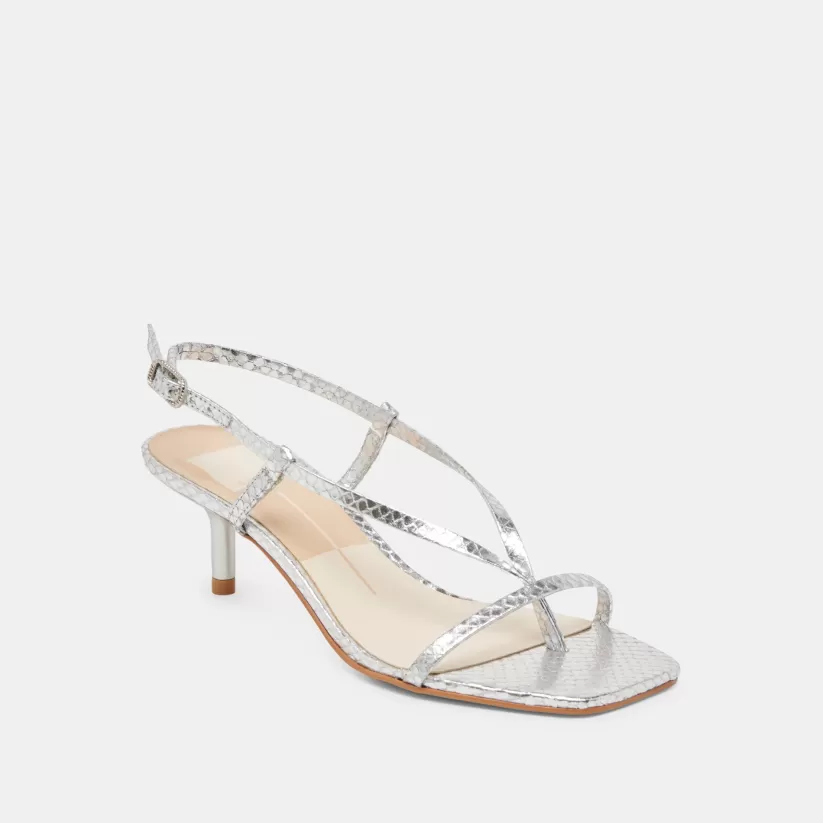 Make It Metallic | Heels | Dolce Vita LAURY HEELS SILVER EMBOSSED LEATHER SILVEREMBOSSEDLEATHER