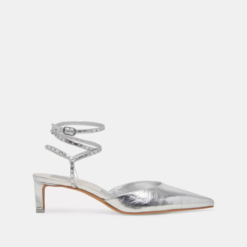 Heels | Dolce Vita LOKLYN STUD HEELS SILVER CRINKLE PATENT SILVERCRINKLEPATENT