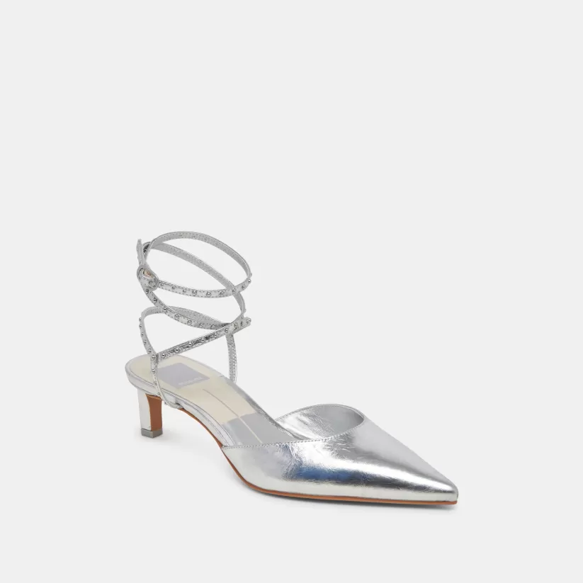 Heels | Dolce Vita LOKLYN STUD HEELS SILVER CRINKLE PATENT SILVERCRINKLEPATENT