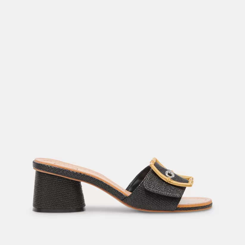 Wide Widths | Sandals | Dolce Vita LUCEY WIDE HEELS BLACK RAFFIA BLACKRAFFIA