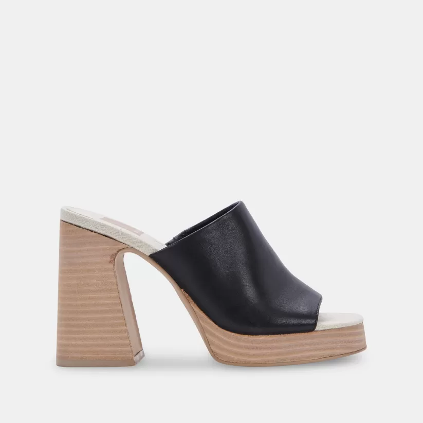 Mules & Clogs | Sandals | Dolce Vita LUKAS HEELS BLACK LEATHER BLACKLEATHER
