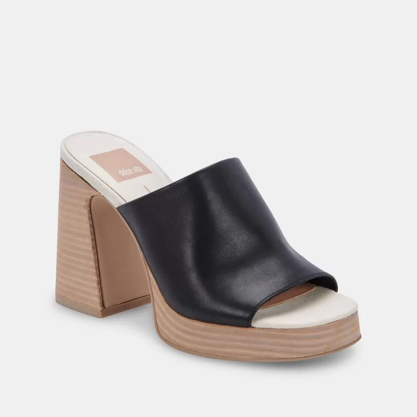 Mules & Clogs | Sandals | Dolce Vita LUKAS HEELS BLACK LEATHER BLACKLEATHER