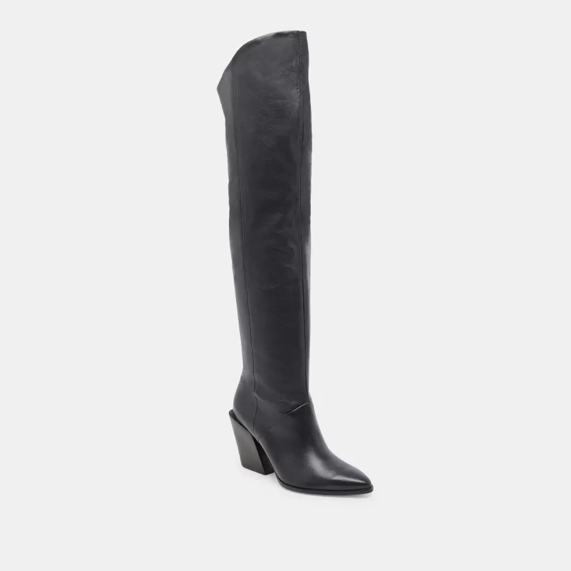 Wide Calf | Dolce Vita LUPIN WIDE CALF BOOTS BLACK LEATHER BLACKLEATHER