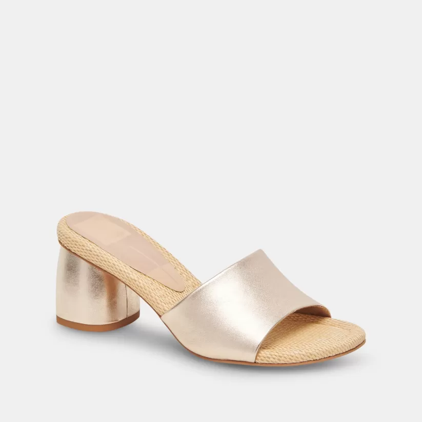 Sandals | Heels | Dolce Vita MINNY RAFFIA HEELS ROSE GOLD LEATHER ROSEGOLDLEATHER