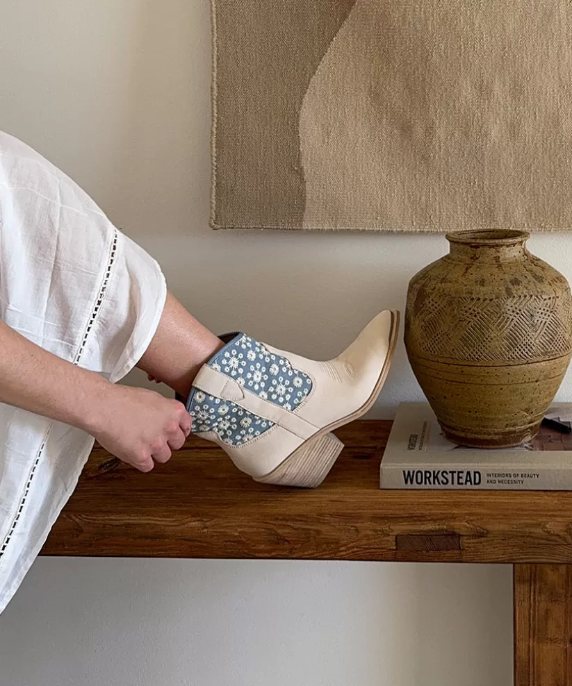 Western Inspired | Dolce Vita NASHE BOOTIES BLUE FLORAL NUBUCK BLUEFLORALNUBUCK