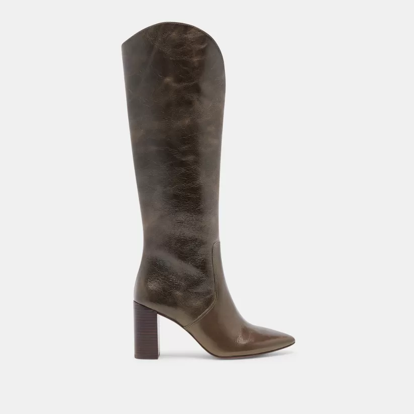 Tall Boots | Wide Calf | Dolce Vita NEDI WIDE CALF BOOTS DARK OLIVE LEATHER DARKOLIVELEATHER