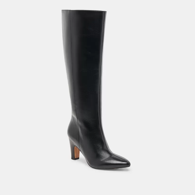 Tall Boots | Wide Calf | Dolce Vita NELAS WIDE CALF BOOTS BLACK LEATHER BLACKLEATHER
