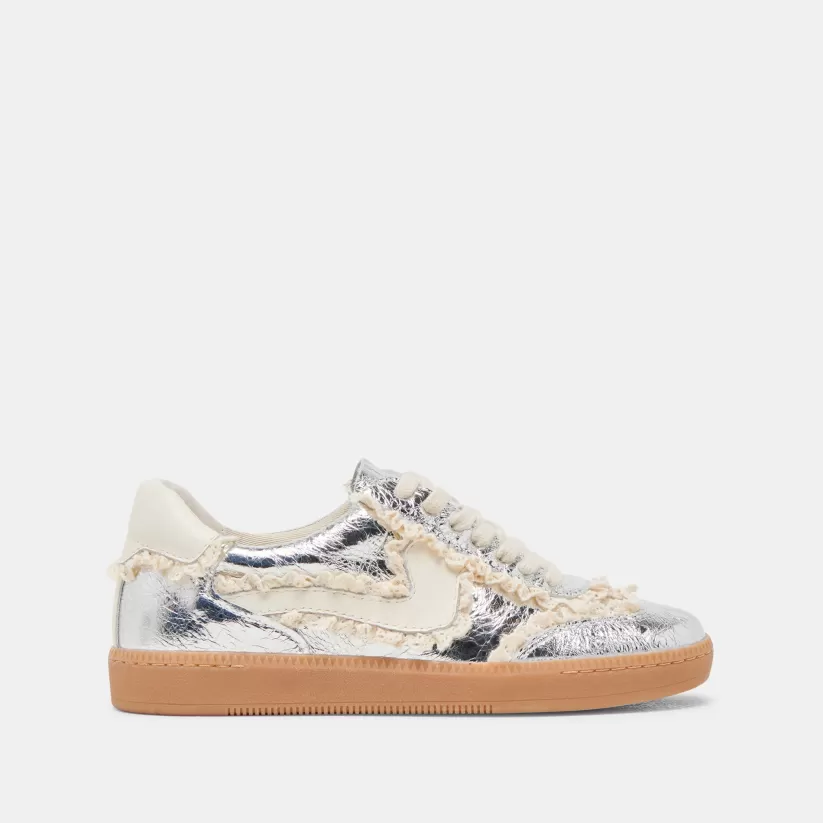 Make It Metallic | Style Spotlight: Notice | Dolce Vita NOTICE LACE SNEAKERS SILVER DISTRESSED LEATHER SILVERDISTRESSEDLEATHER