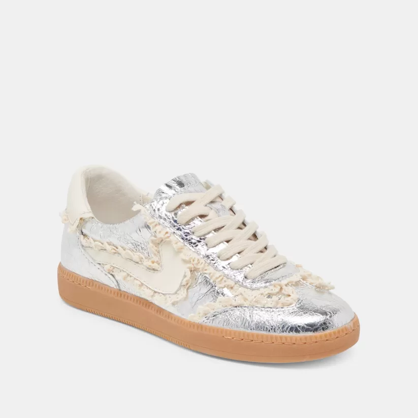 Make It Metallic | Style Spotlight: Notice | Dolce Vita NOTICE LACE SNEAKERS SILVER DISTRESSED LEATHER SILVERDISTRESSEDLEATHER