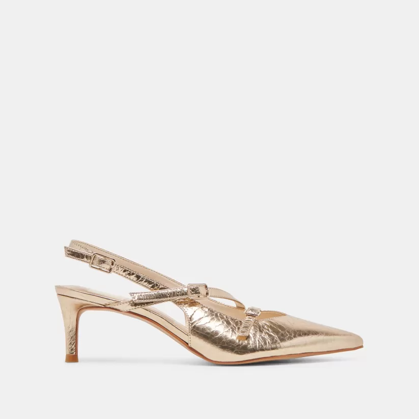 Make It Metallic | Wide Widths | Dolce Vita PAMLA MID WIDE HEELS LIGHT GOLD DISTRESSED LEATHER LIGHTGOLDDISTRESSEDLEATHER