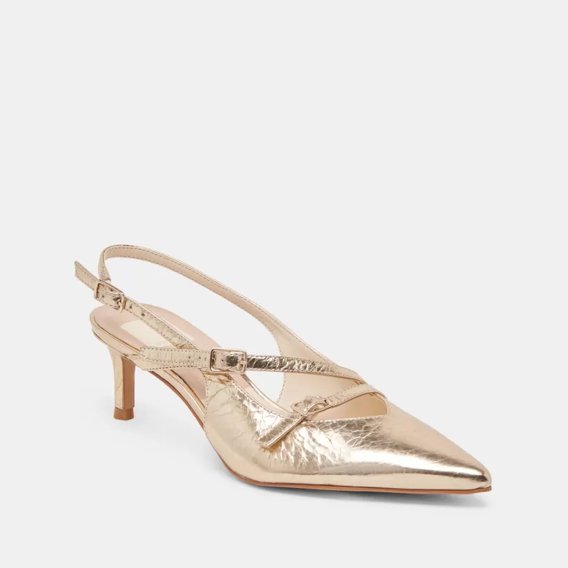 Make It Metallic | Wide Widths | Dolce Vita PAMLA MID WIDE HEELS LIGHT GOLD DISTRESSED LEATHER LIGHTGOLDDISTRESSEDLEATHER