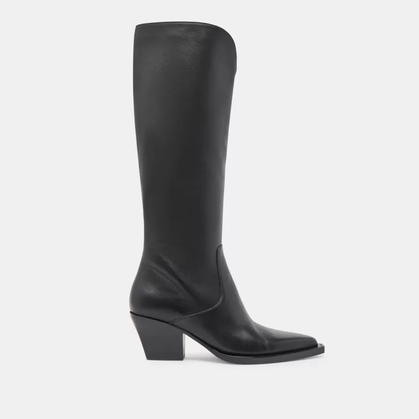 Western Inspired | Tall Boots | Dolce Vita RAJ BOOTS BLACK LEATHER BLACKLEATHER
