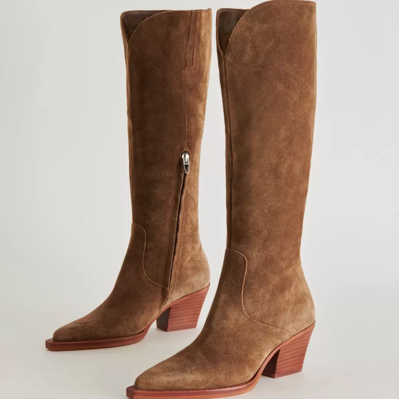 Western Inspired | Tall Boots | Dolce Vita RAJ BOOTS BROWN SUEDE BROWNSUEDE