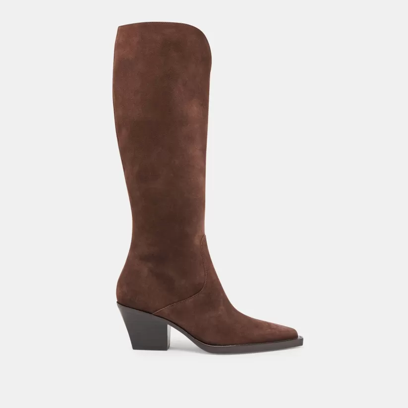 Western Inspired | Tall Boots | Dolce Vita RAJ BOOTS DK BROWN SUEDE DKBROWNSUEDE