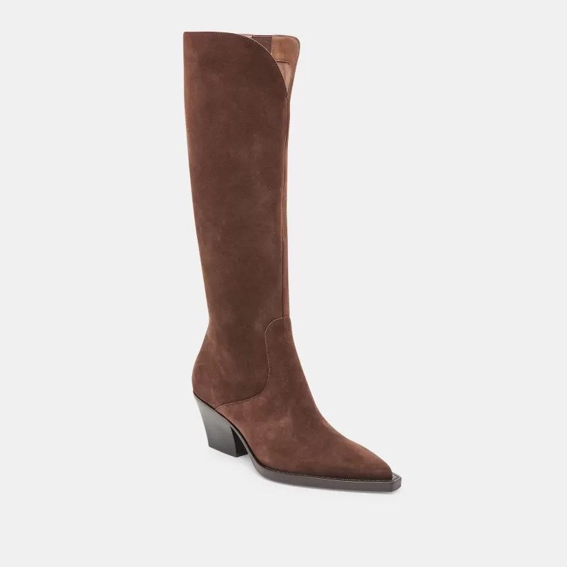 Western Inspired | Tall Boots | Dolce Vita RAJ BOOTS DK BROWN SUEDE DKBROWNSUEDE