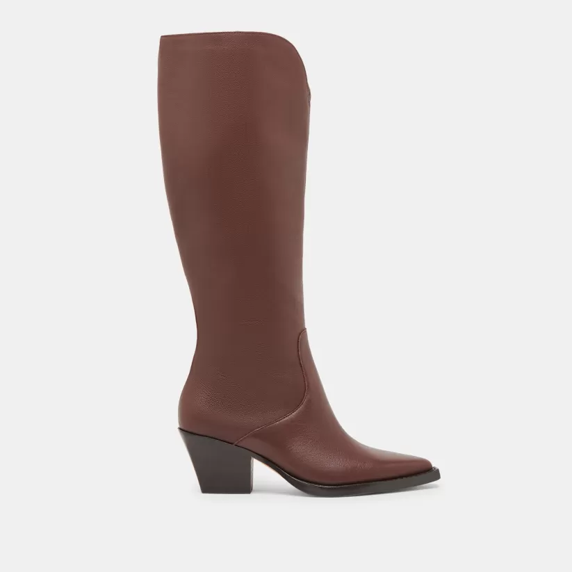 Western Inspired | Tall Boots | Dolce Vita RAJ EXTRA WIDE CALF BOOTS CHOCOLATE LEATHER CHOCOLATELEATHER