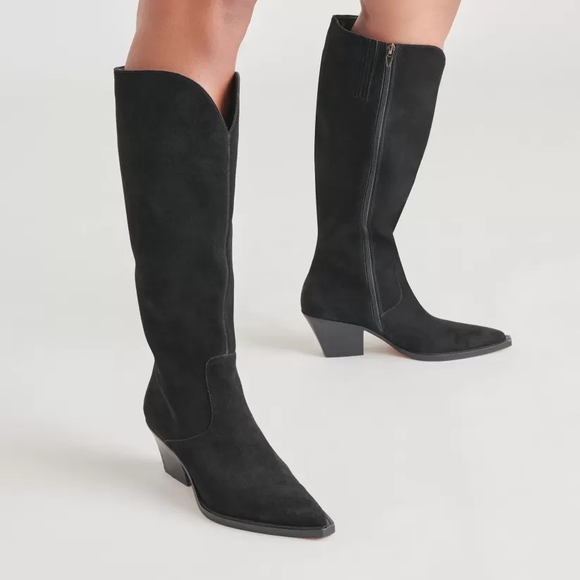 Western Inspired | Tall Boots | Dolce Vita RAJ WIDE CALF BOOTS ONYX SUEDE ONYXSUEDE