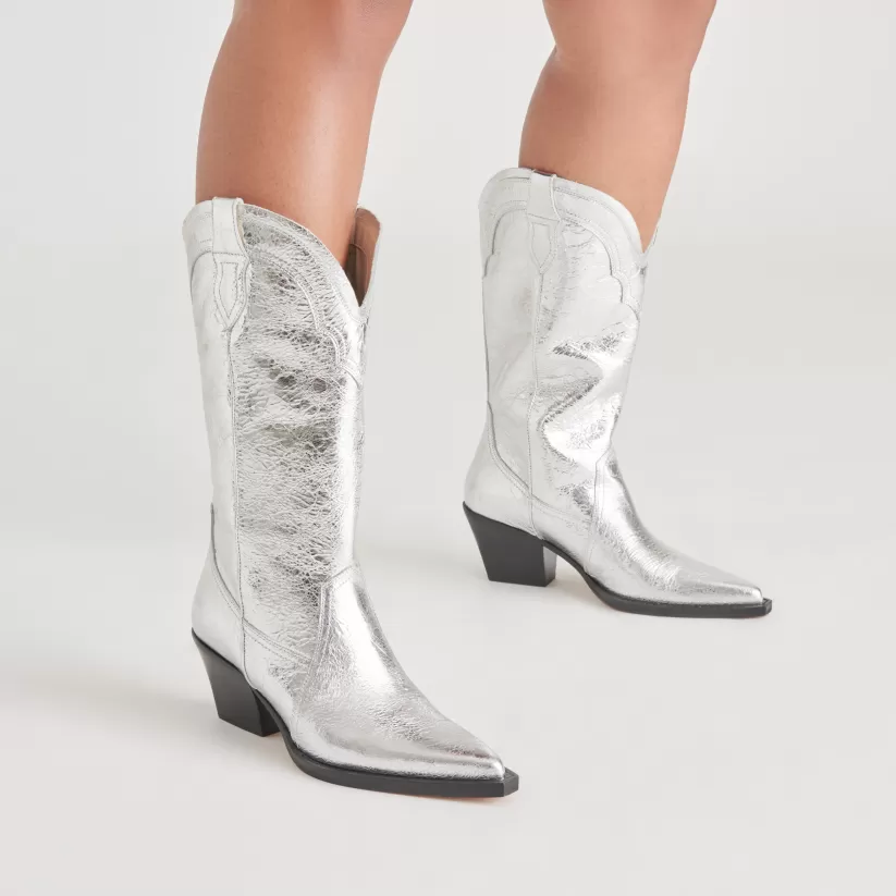 Western Inspired | Dolce Vita RASIMA BOOTS SILVER DISTRESSED LEATHER SILVERDISTRESSEDLEATHER