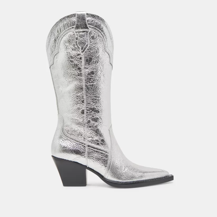 Western Inspired | Wide Calf | Dolce Vita RASIMA WIDE CALF BOOTS SILVER DISTRESSED LEATHER SILVERDISTRESSEDLEATHER
