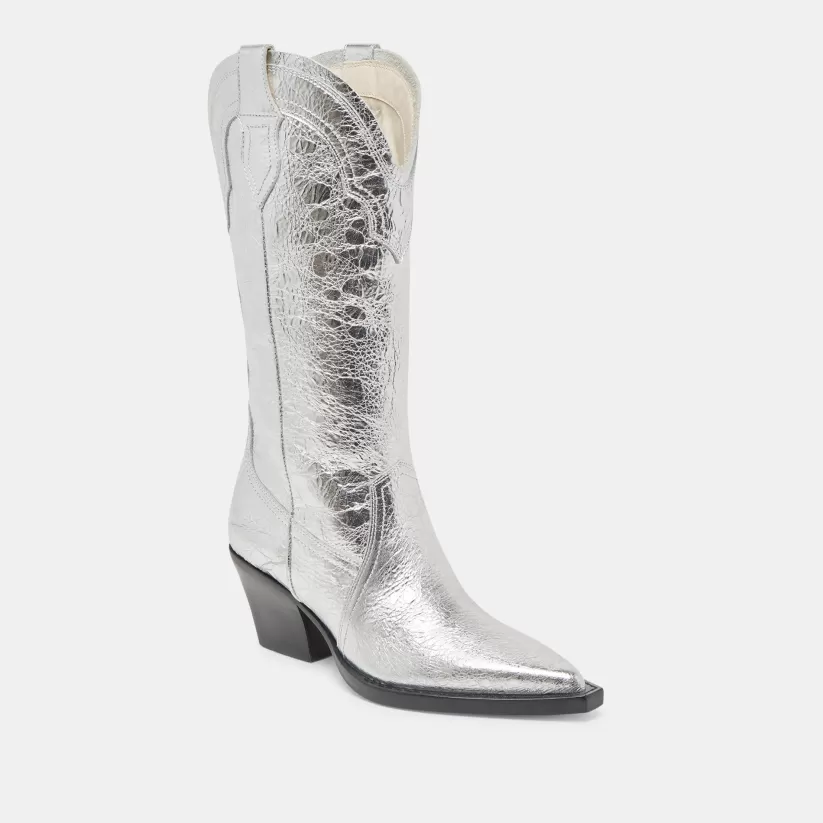 Western Inspired | Wide Calf | Dolce Vita RASIMA WIDE CALF BOOTS SILVER DISTRESSED LEATHER SILVERDISTRESSEDLEATHER