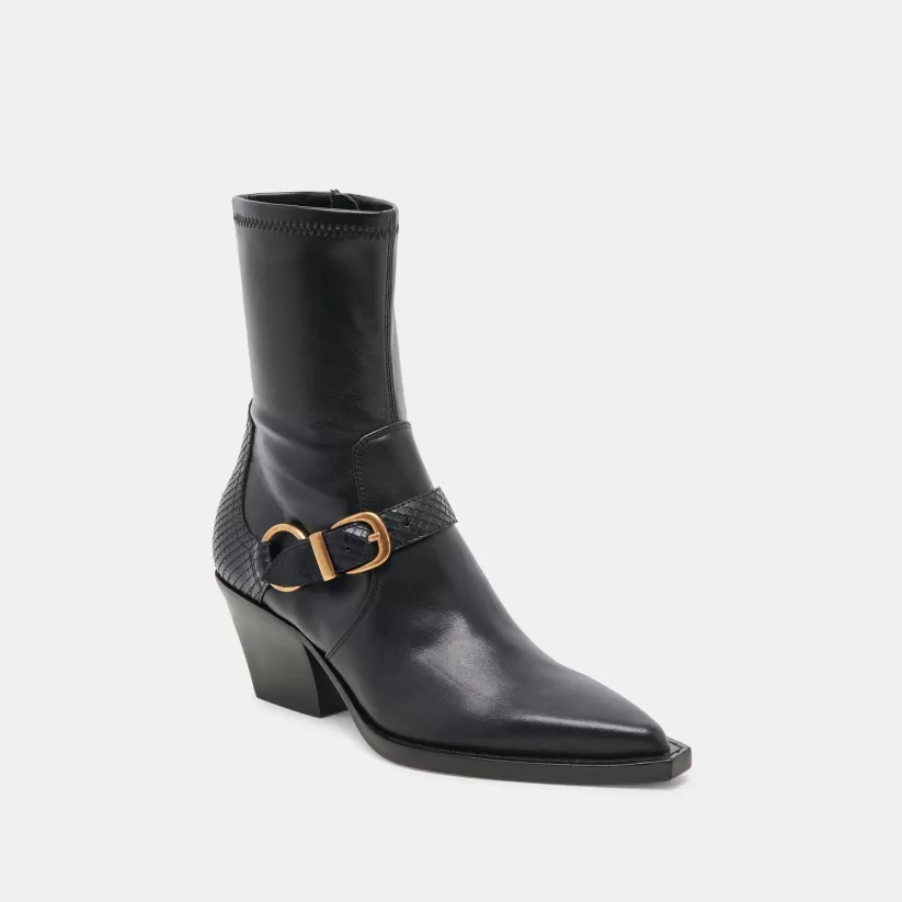Western Inspired | Wide Calf | Dolce Vita RAVE WIDE CALF BOOTS BLACK LEATHER BLACKLEATHER