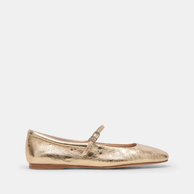 Mary Janes | Make It Metallic | Dolce Vita REYES BALLET FLATS GOLD DISTRESSED LEATHER GOLDDISTRESSEDLEATHER