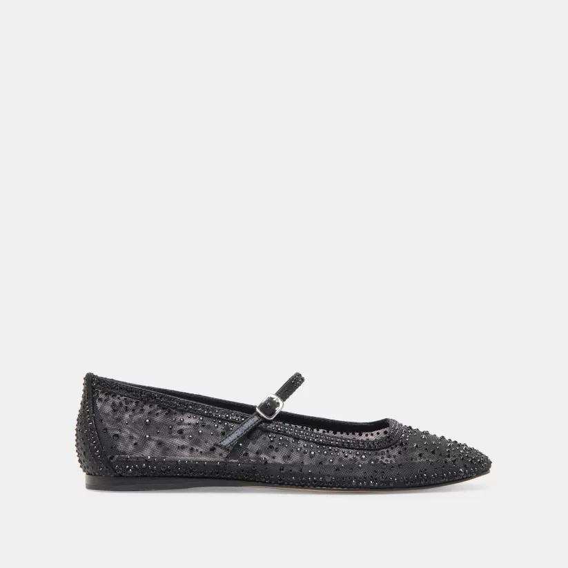 Mary Janes | Ballet Flats | Dolce Vita REYES CRYSTAL BALLET FLATS BLACK MESH BLACKMESH