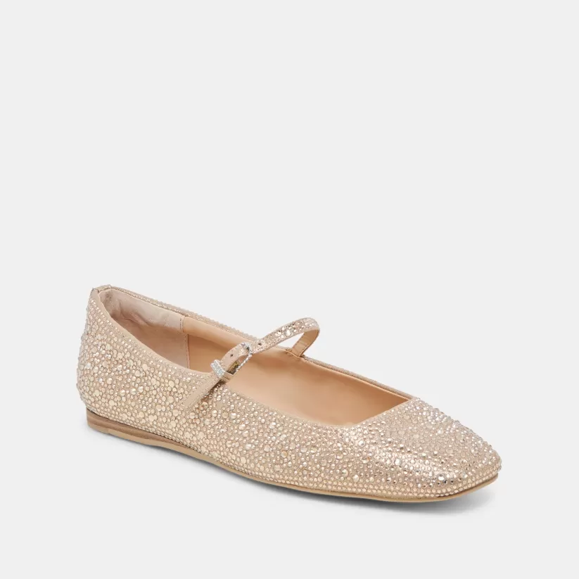 Mary Janes | Make It Metallic | Dolce Vita REYES CRYSTAL BALLET FLATS LIGHT GOLD CRYSTAL LIGHTGOLDCRYSTAL