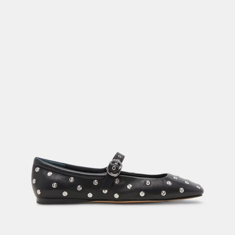 Mary Janes | Ballet Flats | Dolce Vita REYES STUD BALLET FLATS BLACK LEATHER BLACKLEATHER