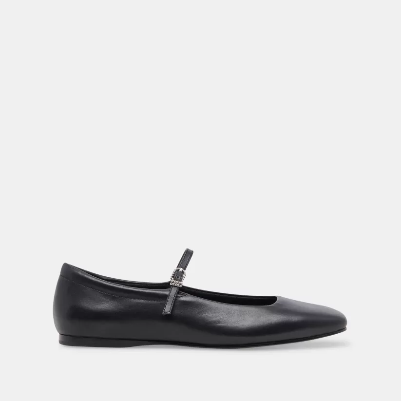 Mary Janes | Wide Widths | Dolce Vita REYES WIDE BALLET FLATS BLACK LEATHER BLACKLEATHER