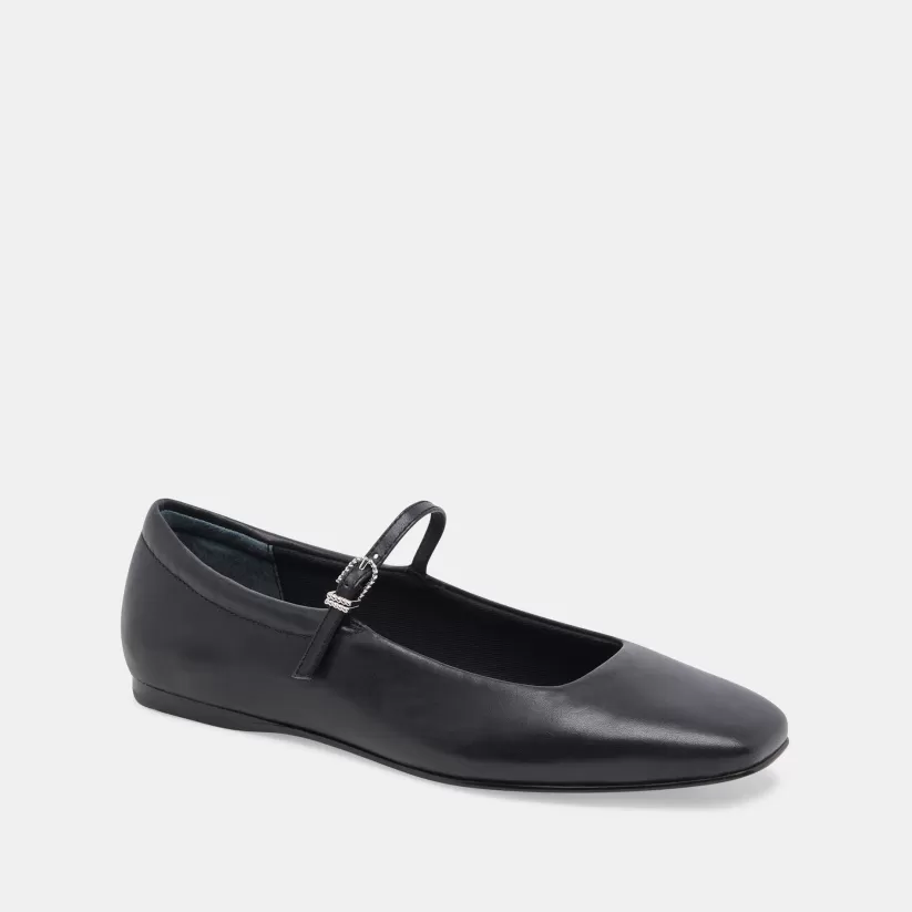 Mary Janes | Wide Widths | Dolce Vita REYES WIDE BALLET FLATS BLACK LEATHER BLACKLEATHER