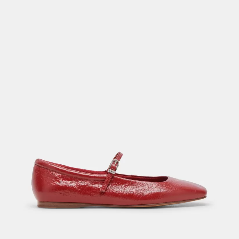 Mary Janes | Ballet Flats | Dolce Vita REYES WIDE BALLET FLATS RED CRINKLE PATENT REDCRINKLEPATENT