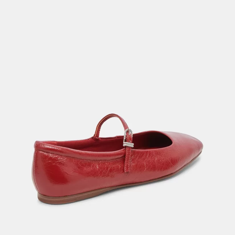 Mary Janes | Ballet Flats | Dolce Vita REYES WIDE BALLET FLATS RED CRINKLE PATENT REDCRINKLEPATENT