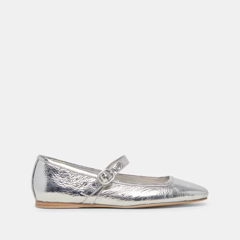 Mary Janes | Make It Metallic | Dolce Vita RODNI BALLET FLATS SILVER DISTRESSED LEATHER SILVERDISTRESSEDLEATHER