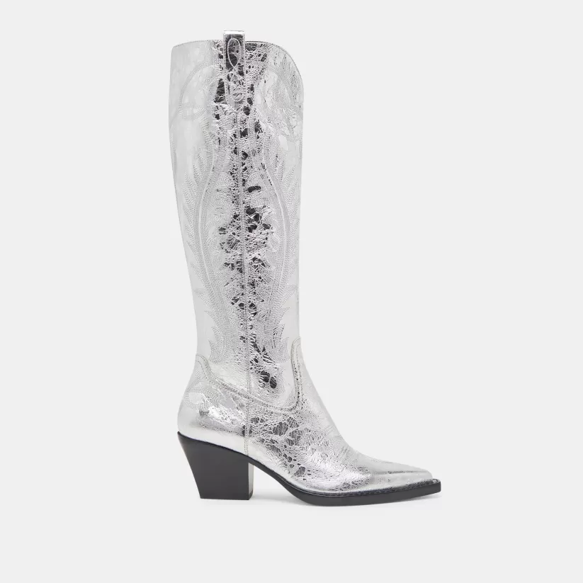 Make It Metallic | Western Inspired | Dolce Vita RYATT BOOTS SILVER DISTRESSED LEATHER SILVERDISTRESSEDLEATHER