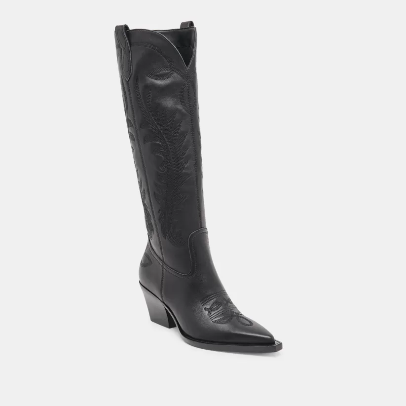Western Inspired | Tall Boots | Dolce Vita RYATT EXTRA WIDE CALF BOOTS BLACK LEATHER BLACKLEATHER
