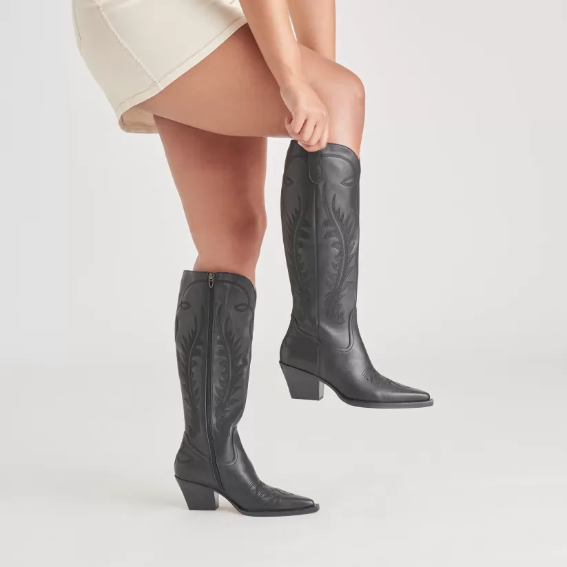 Western Inspired | Tall Boots | Dolce Vita RYATT WIDE CALF BOOTS BLACK LEATHER BLACKLEATHER