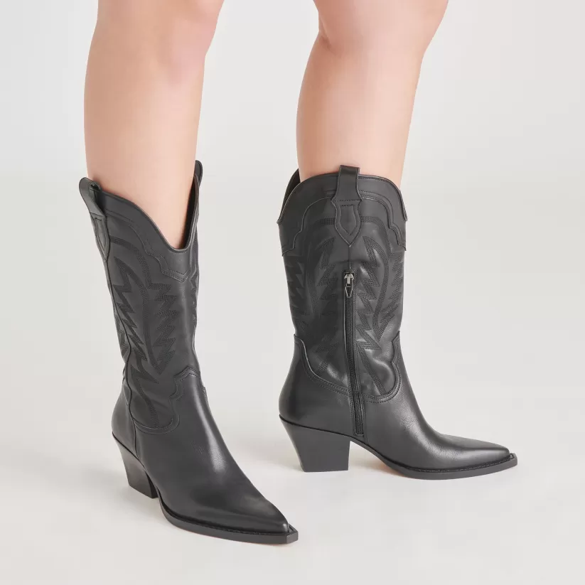 Western Inspired | Dolce Vita RYLAND BOOTS BLACK LEATHER BLACKLEATHER