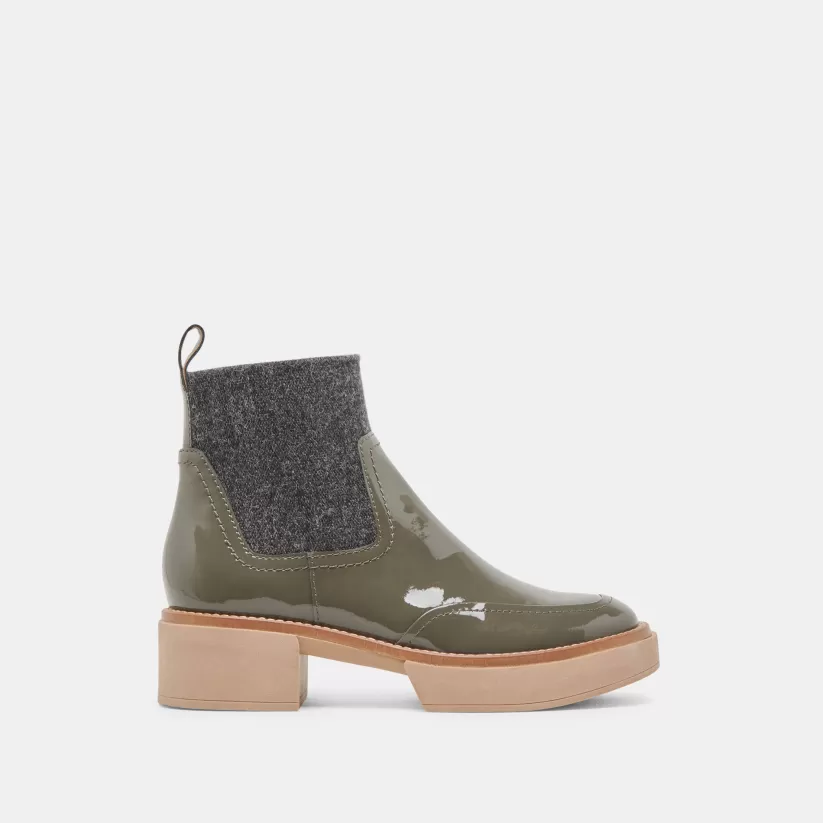 Wide Widths | Dolce Vita SALINE H2O WIDE BOOTIES DARK OLIVE CRINKLE PATENT DARKOLIVECRINKLEPATENT