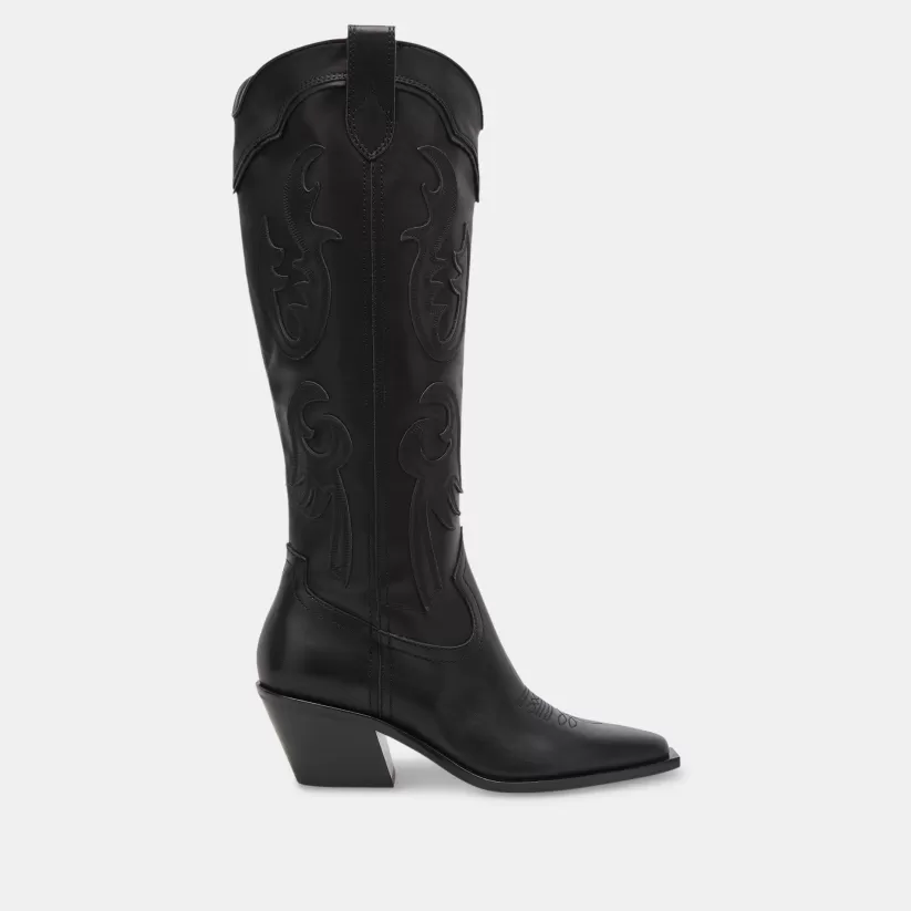 Western Inspired | Boots & Booties | Dolce Vita SAMSIN BOOTS BLACK LEATHER BLACKLEATHER