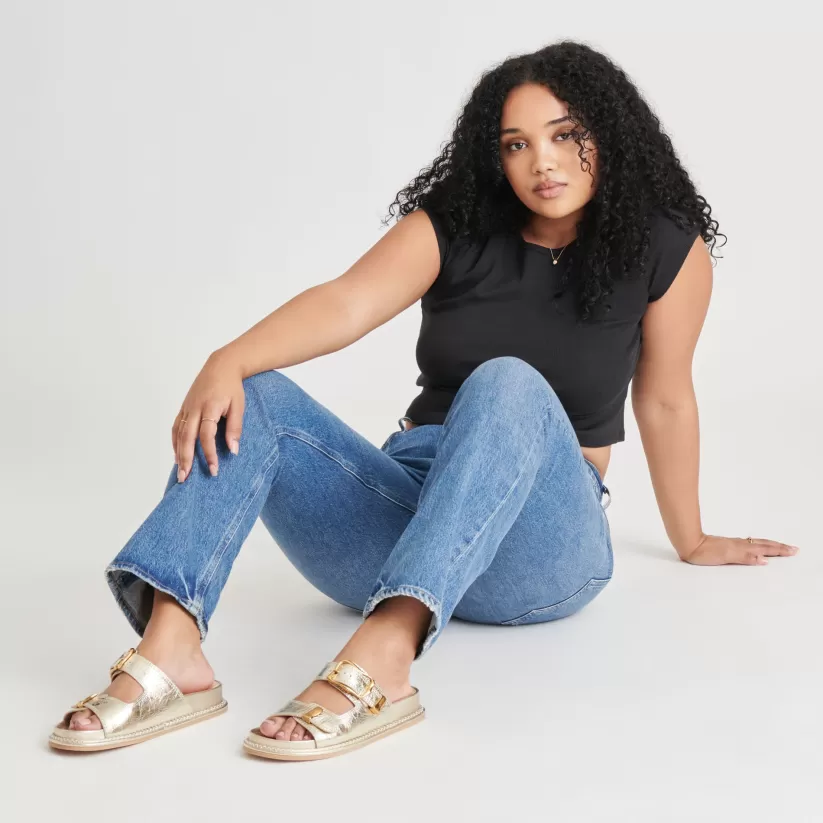 Make It Metallic | Sandals | Dolce Vita SEVANA SANDALS LIGHT GOLD DISTRESSED LEATHER LIGHTGOLDDISTRESSEDLEATHER