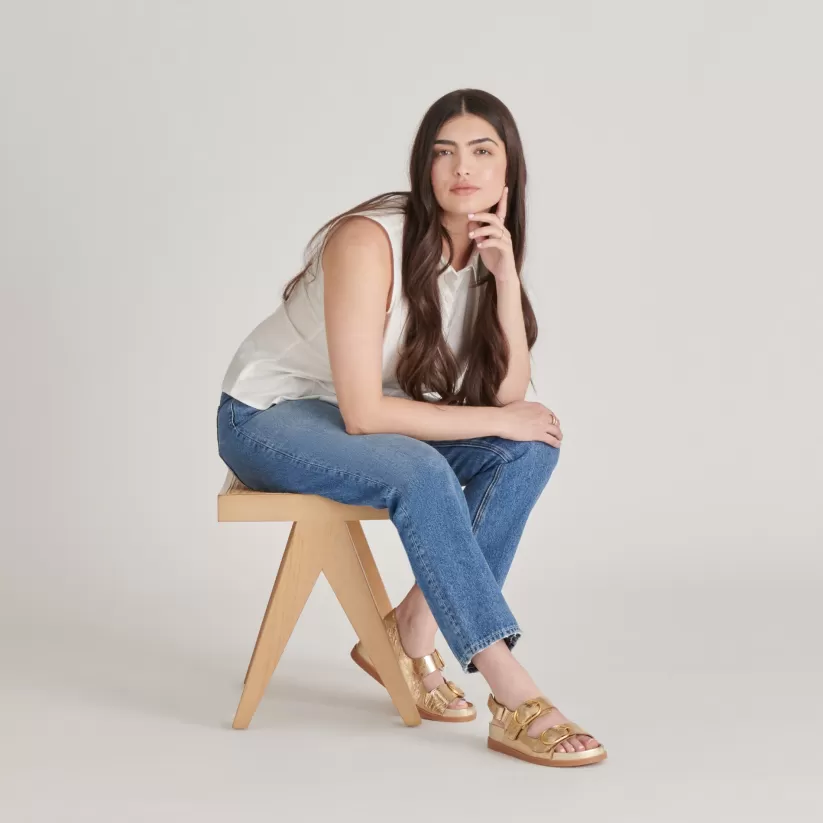Make It Metallic | Sandals | Dolce Vita STARLA SANDALS GOLD DISTRESSED LEATHER GOLDDISTRESSEDLEATHER