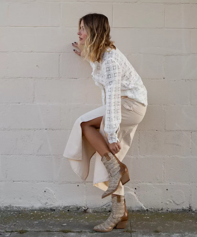 Western Inspired | Dolce Vita TEXIN BOOTIES BROWN MULTI RAFFIA BROWNMULTIRAFFIA